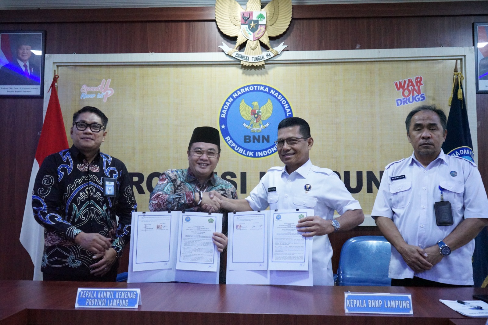 BNN Lampung–Kanwil Kemenag Teken PKS P4GN, Perkuat Edukasi Berbasis Keagamaan