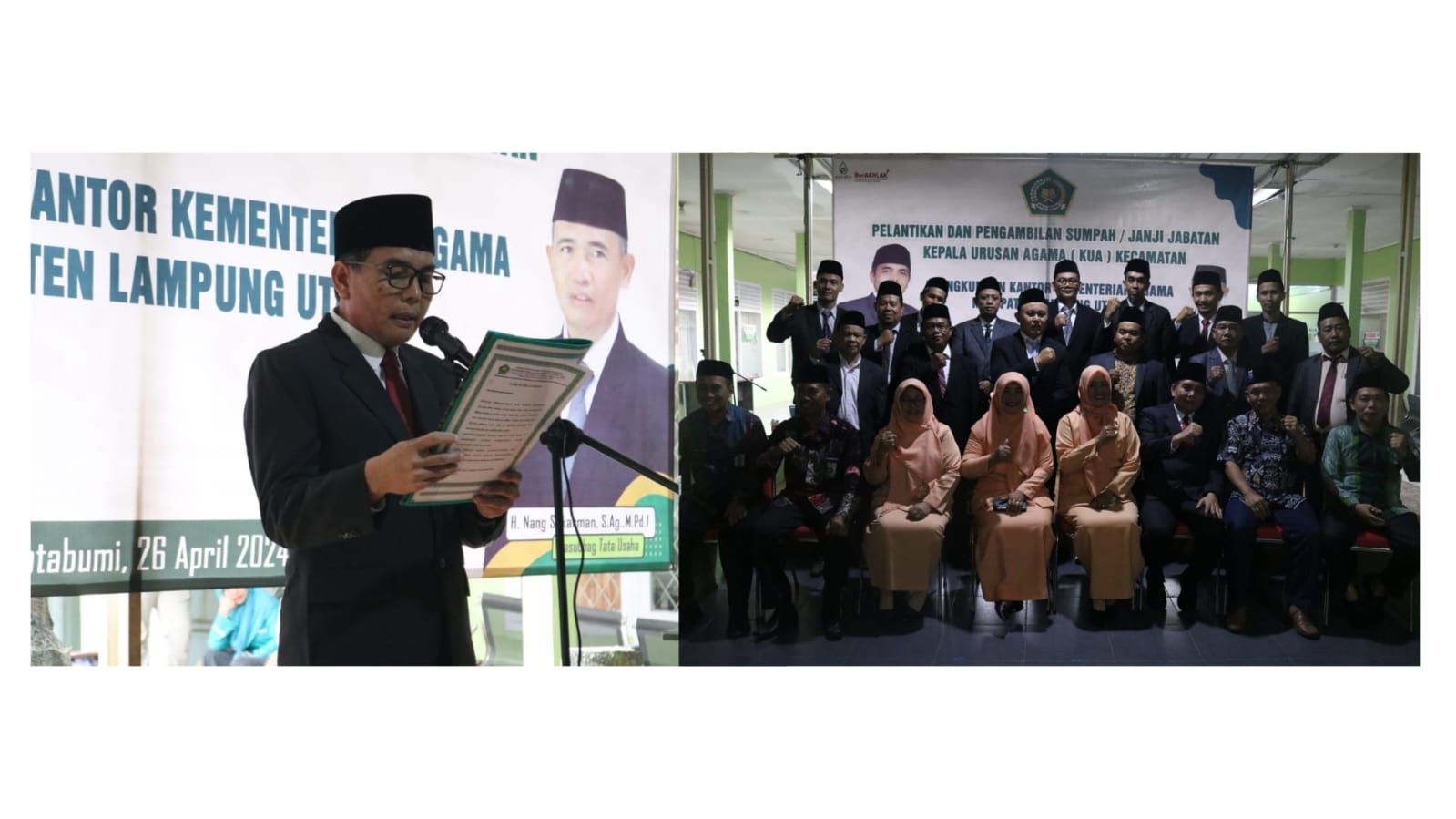Kepala Kankemenag Lampung Utara Melantik 16 Jabatan Kepala KUA Kecamatan