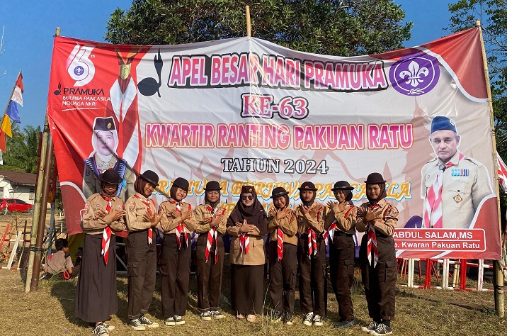 MTsN 2 Way Kanan Kirim 2 Regu untuk Mengikuti Apel Besar Hari Pramuka ke-63 Kwartir Ranting Pakuan Ratu Tahun 2024