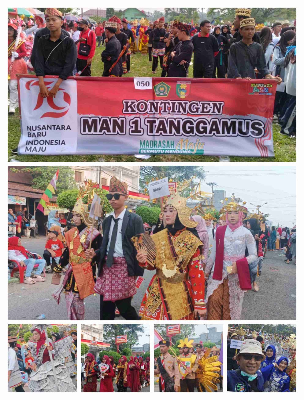 Ratusan Peserta Didik MAN 1 Tanggamus Ikuti Karnaval Memperingati HUT RI ke-79 RI Tingkat Kecamatan Kota Agung