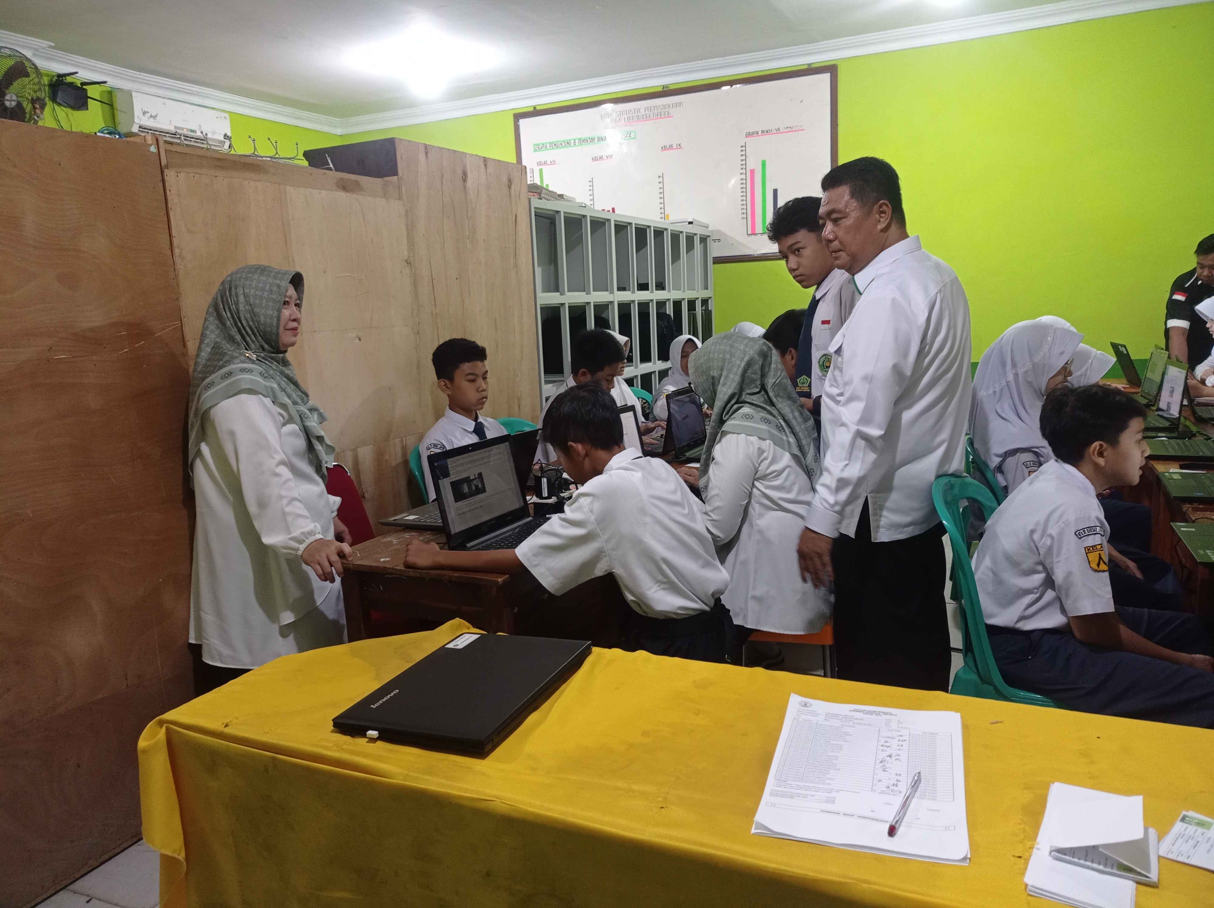 Pelaksanaan ANBK Hari Pertama: Fokus pada Literasi dan Survei Karakter di MTs N 1 Bandar Lampung