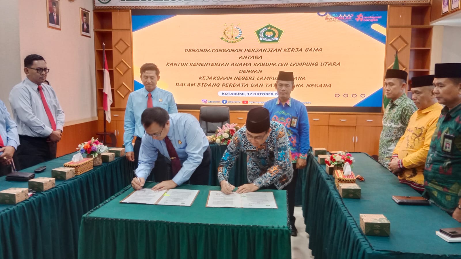 Kantor Kementerian Agama Kabupaten Lampung Utara Bersama Kejaksaan Negeri Tandatangani MoU Dalam Bidang Perdata Dan Tata Usaha Negara