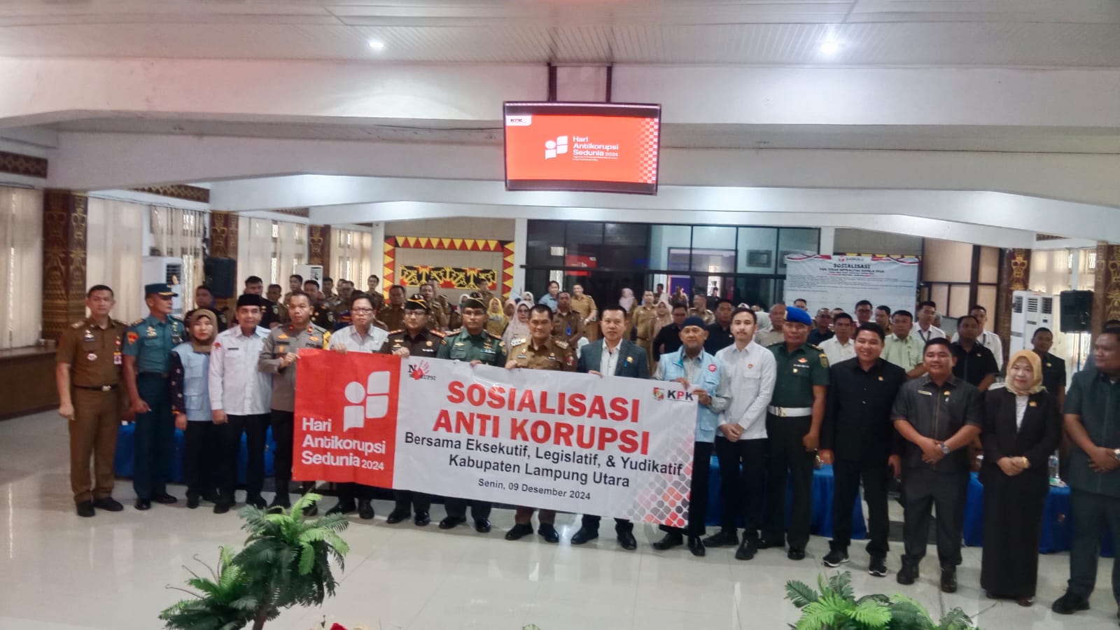 Peringatan Hari Anti Korupsi Sedunia (HARKODIA) Tahun 2024, Kakankemenag Bersama Pemerintah Daerah Lampung Utara Ikuti Sosialisasi Anti Korupsi