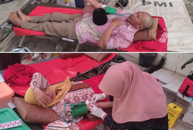 Tunjukkan Kepedulian, PAI NON PNS Labuhan Ratu In'amul Habib beserta Istri ikut Donor Darah HAB Kemenag ke 79