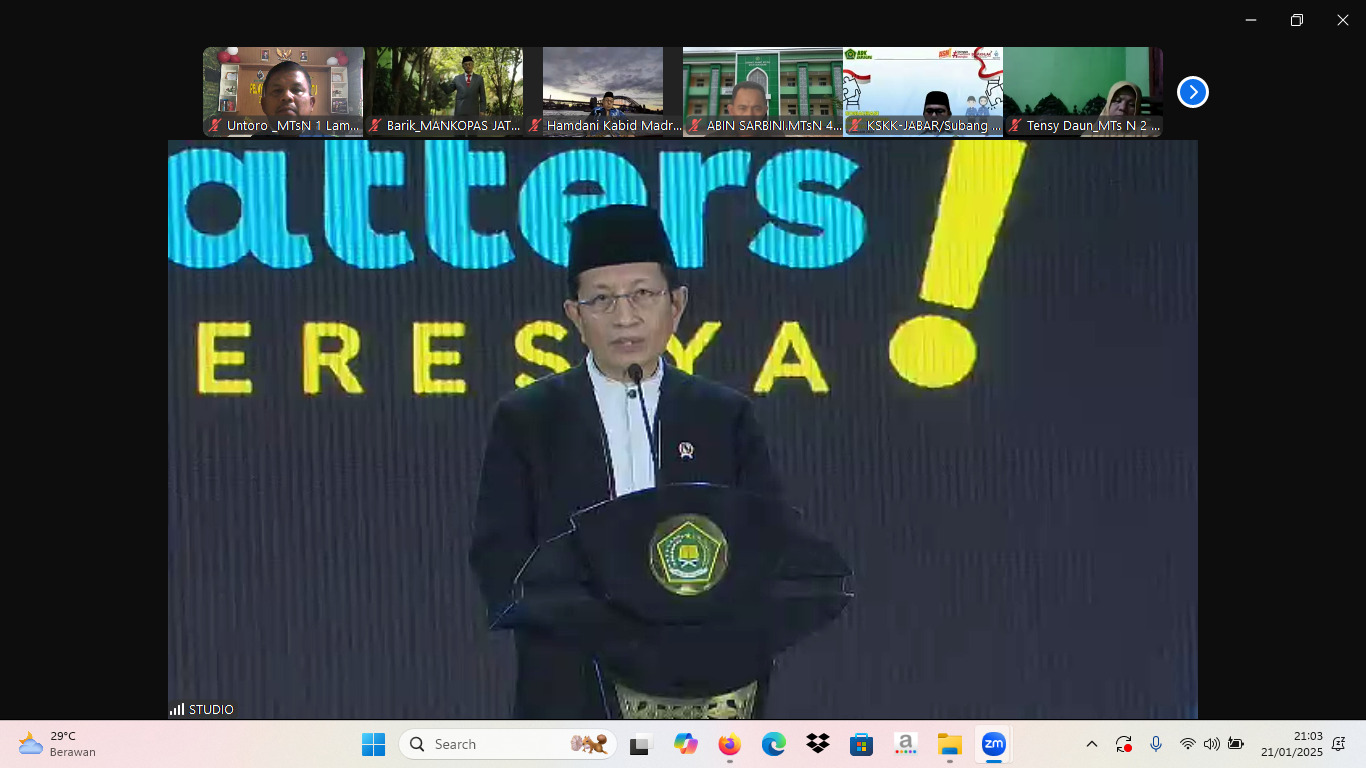 Kepala MTsN 1 Lampung Utara Tiga Issu Pendidikan di sampaikan menag saat membuka  Rapat Kerja Nasional Dirjen Pendis Kemenag RI