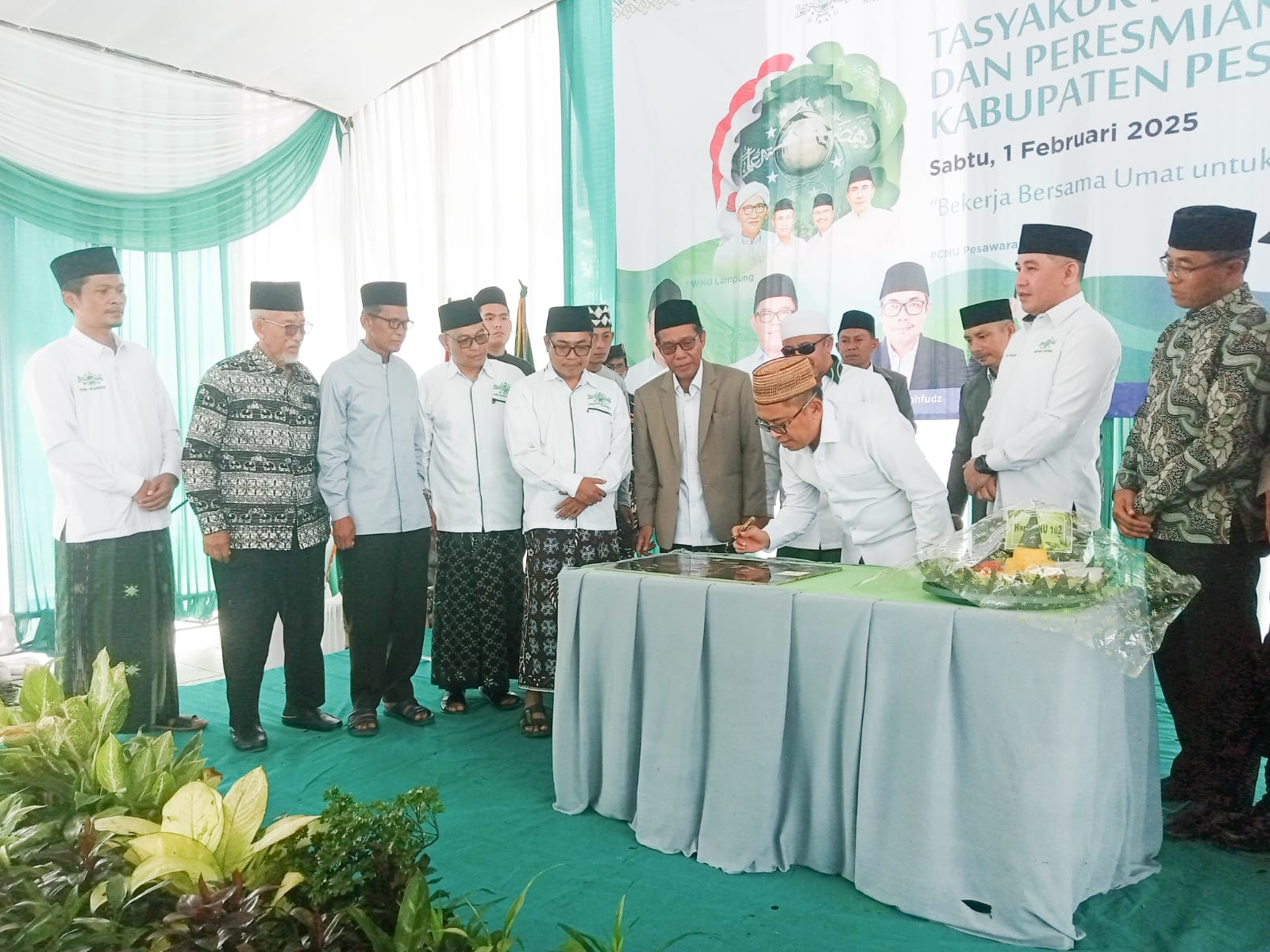 Harlah NU ke-102, Farid Wajedi Hadiri Tasyakuran dan Peresmian Gedung PCNU Pesawaran