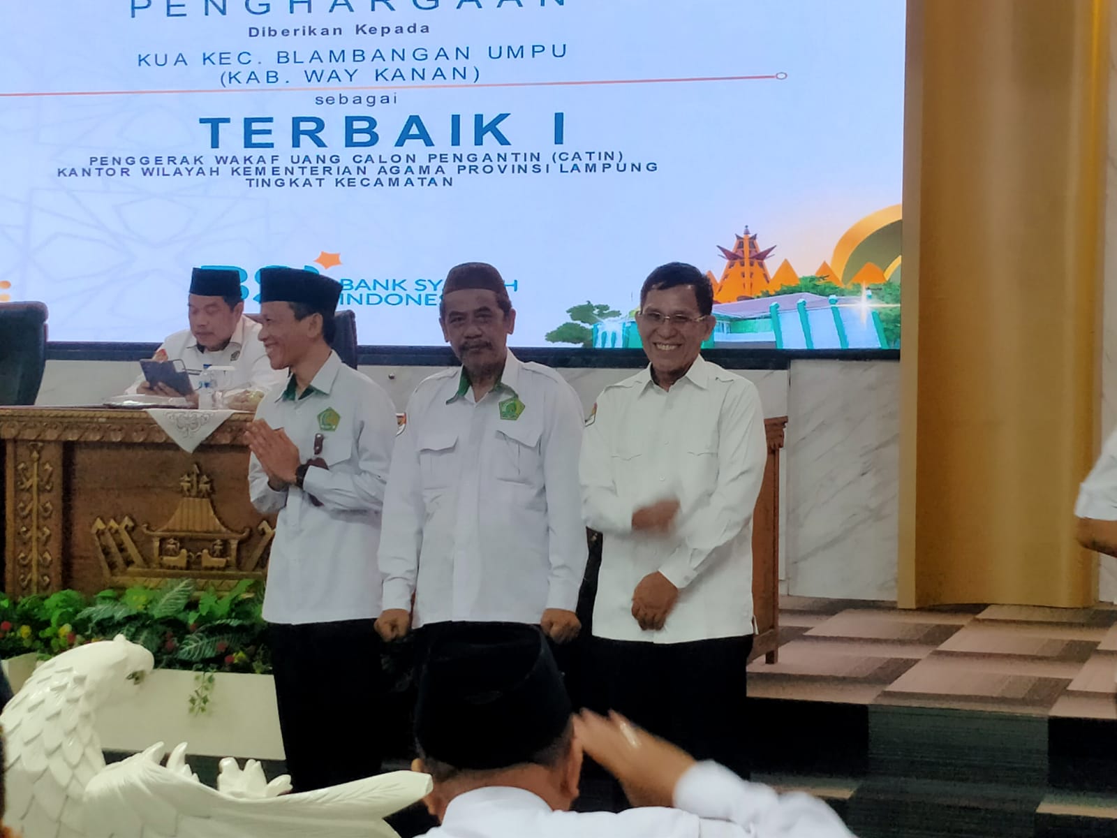 Kepala Kemenag Mesuji Hadiri Penguatan Peran KUA dalam Gerakan Nasional Wakaf Uang, KUA Simpang Pematang Raih Penghargaan