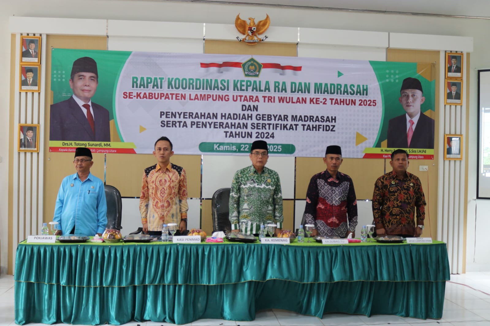 Kemenag Lampung Utara Gelar Rakor Kepala RA dan Madrasah, Serahkan Penghargaan dan Sertifikat Tahfidz