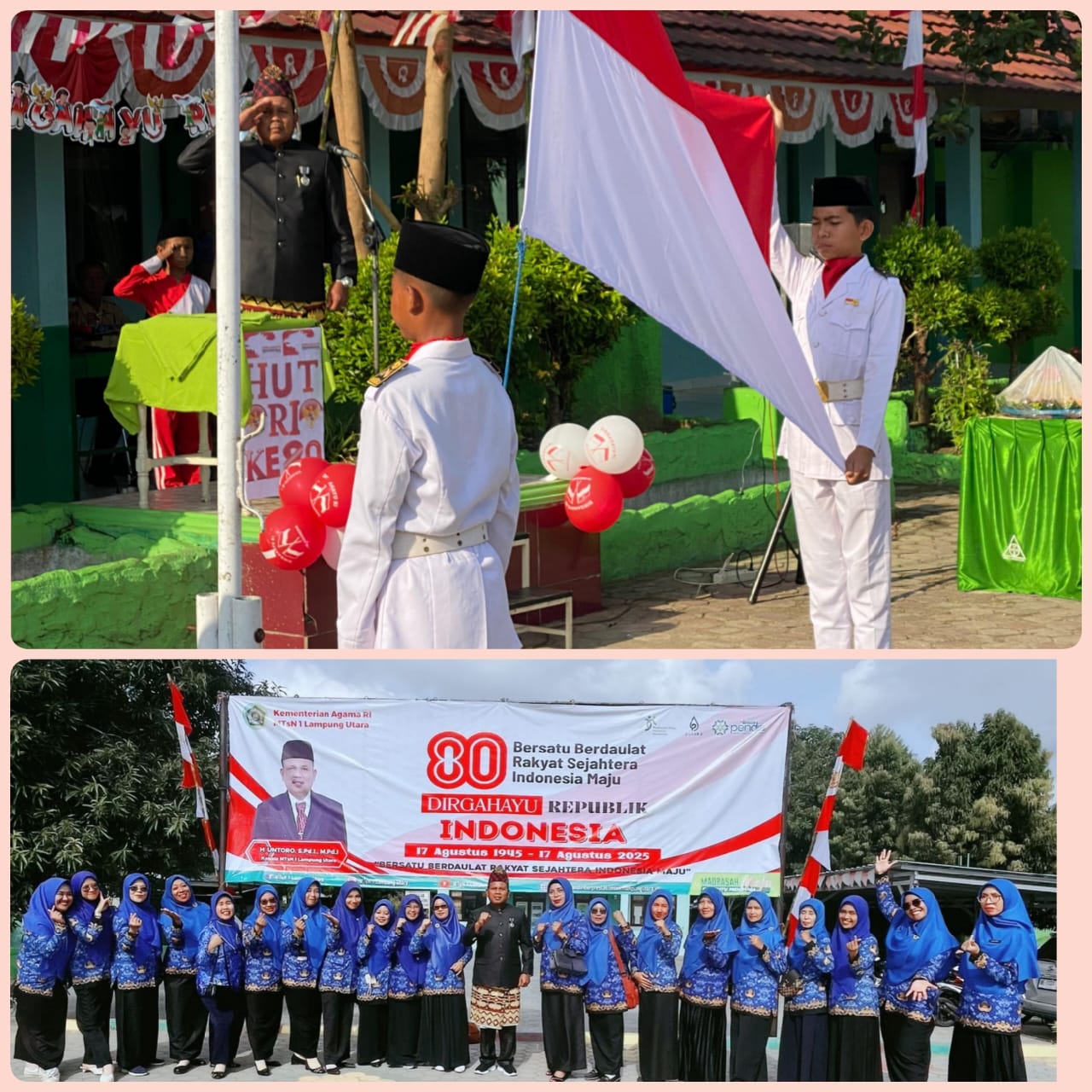 Kepala MTsN 1 Lampung Utara Sampaikan 7 Pesan Inspiratif   Pada  Upacara HUT RI Ke 80