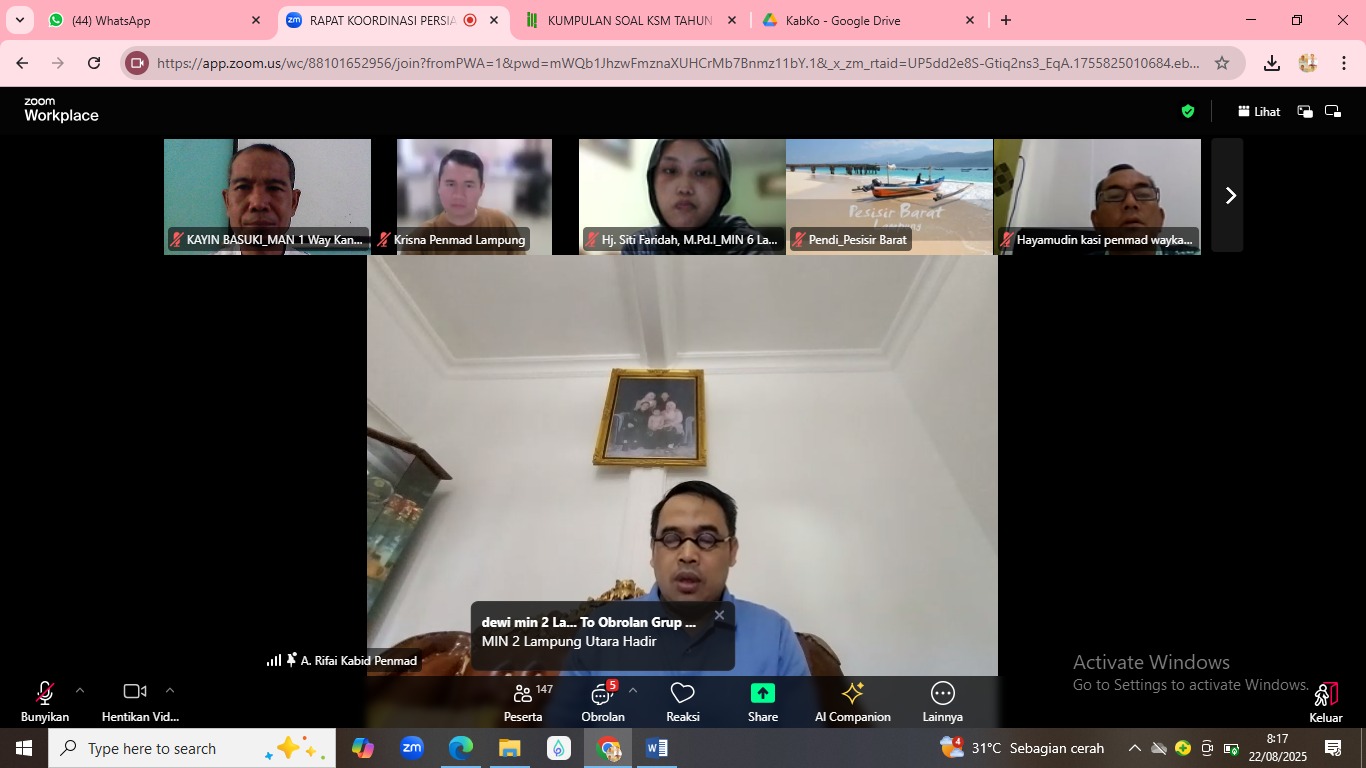 MAN 1 Way Kanan Dukung Digitalisasi Madrasah Melalui Partisipasi Aktif dalam Sosialisasi OMI 2025