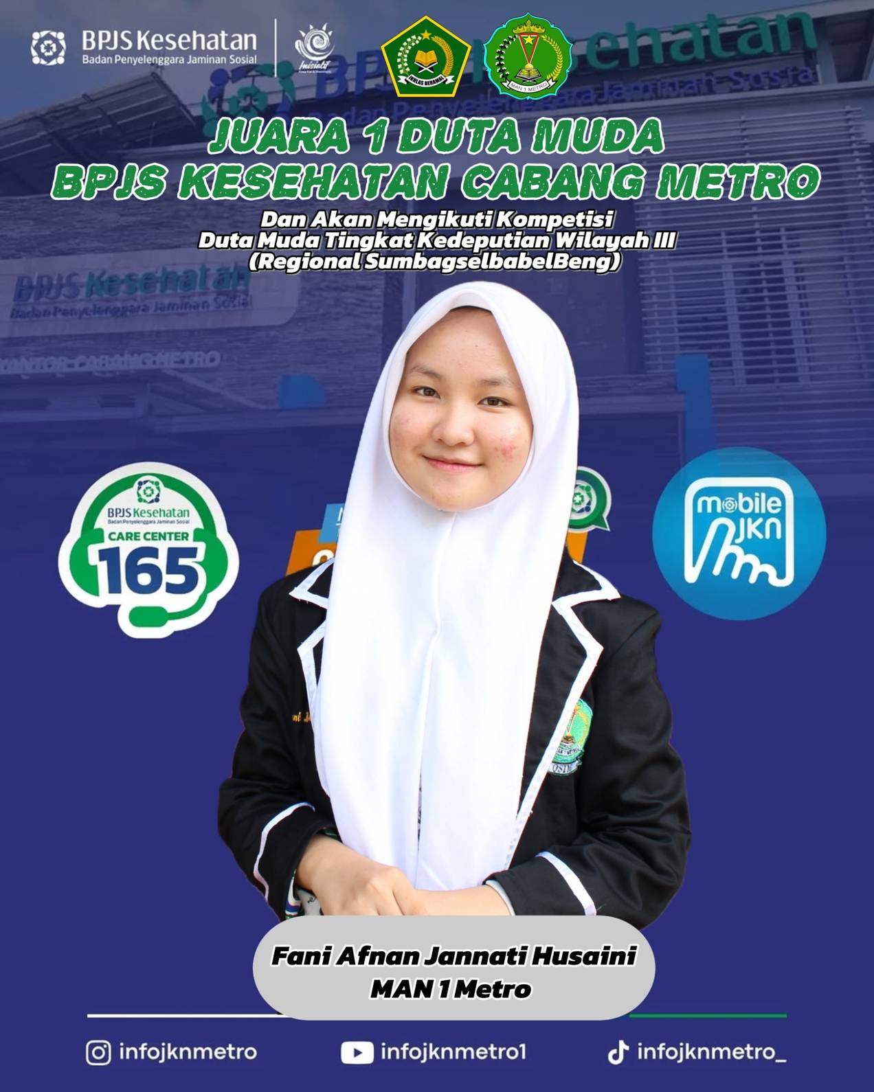 Setelah Raih Juara 1 Duta Muda BPJS, Siswa MAN 1 Metro Mewakili Kota Metro Melaju Ke Tingkat Kedeputian Wilayah 3