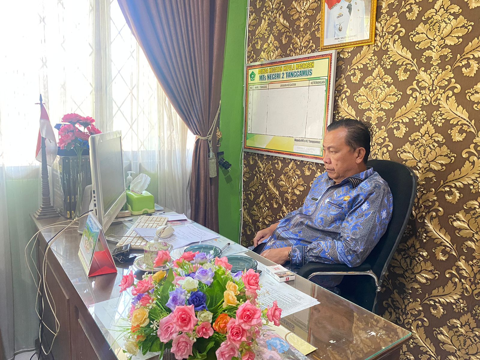 Kepala MTsN 2 Tanggamus Ikuti Zoom Meeting Pembahasan Teknis PKKM