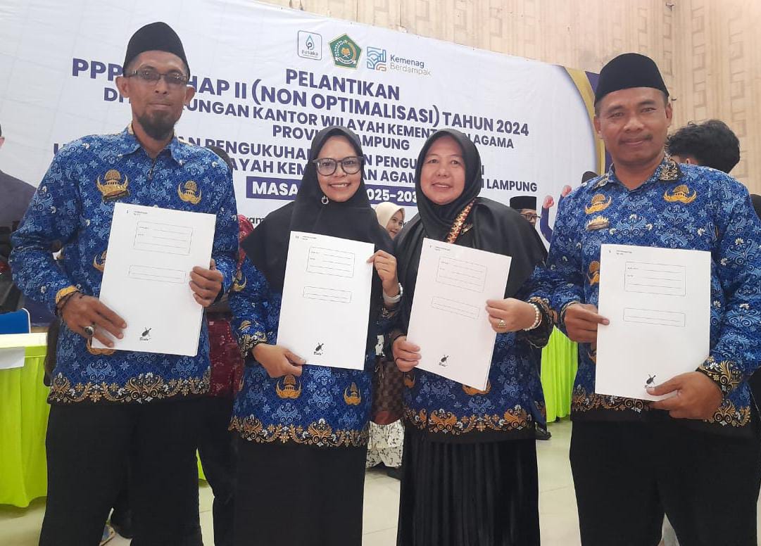 Empat Staf MTsN 2 Tanggamus Hadiri Pelantikan dan Pengambilan Sumpah Jabatan PPPK Tahap II