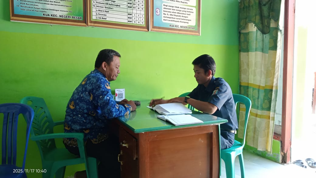 KUA Negeri Besar Terima Kunjungan Kampung Tiuh Baru, Bahas Persyaratan Administrasi Wakaf