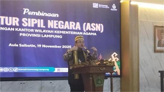 Kakanwil Kemenag Lampung Zulkarnain Tegaskan Penguatan Integritas ASN pada Agenda Penyambutan dan Pembinaan ASN 2025