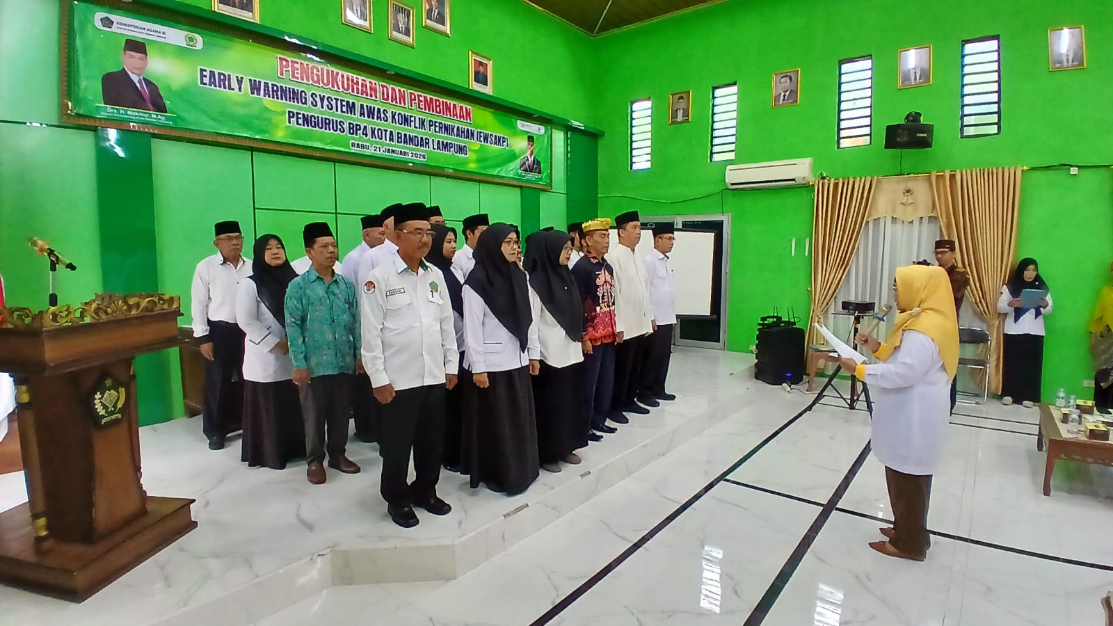 Pengukuhan dan Pembinaan Early Warning Systen Awas Konflik Pernikahan (EWSAKP) Pengurus BP4 Kota Bandar Lampung Masa Bakti 2026–2030