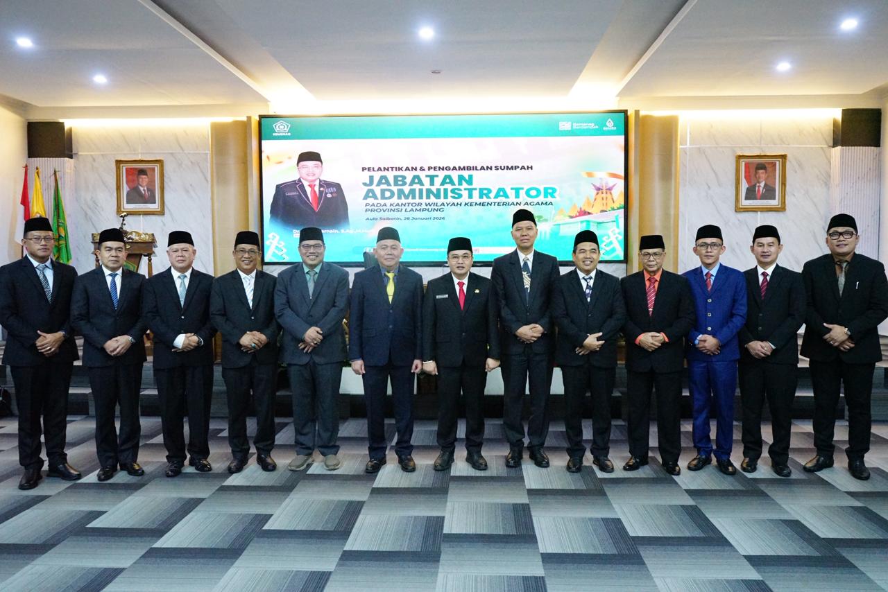 Perkuat Organisasi dengan Rotasi Jabatan, Kakankemenag Tuba Hadiri Pelantikan dan Pengambilan Sumpah Jabatan Administrator