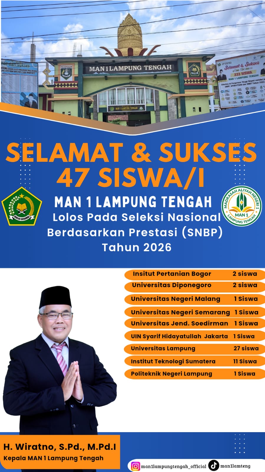 Transformasi Prestasi: MAN 1 Lampung Tengah Taklukkan Seleksi Nasional SNBP 2026