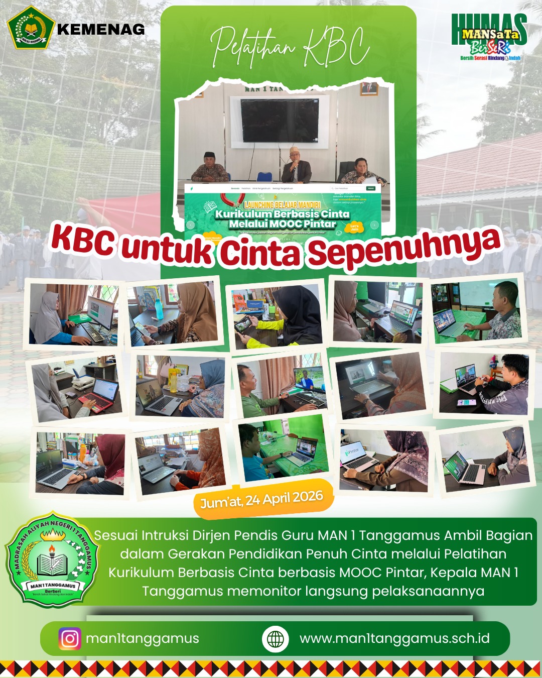 Wujudkan Madrasah Ramah Jiwa, MAN 1 Tanggamus Pantau Pelatihan Kurikulum Berbasis Cinta Via MOOC