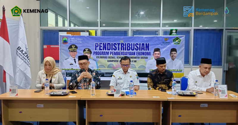 Kemenag Lampung Selatan Hadiri Penyaluran Bantuan Produktif Baznas Untuk UMKM Dan Madrasah Terkena Musibah
