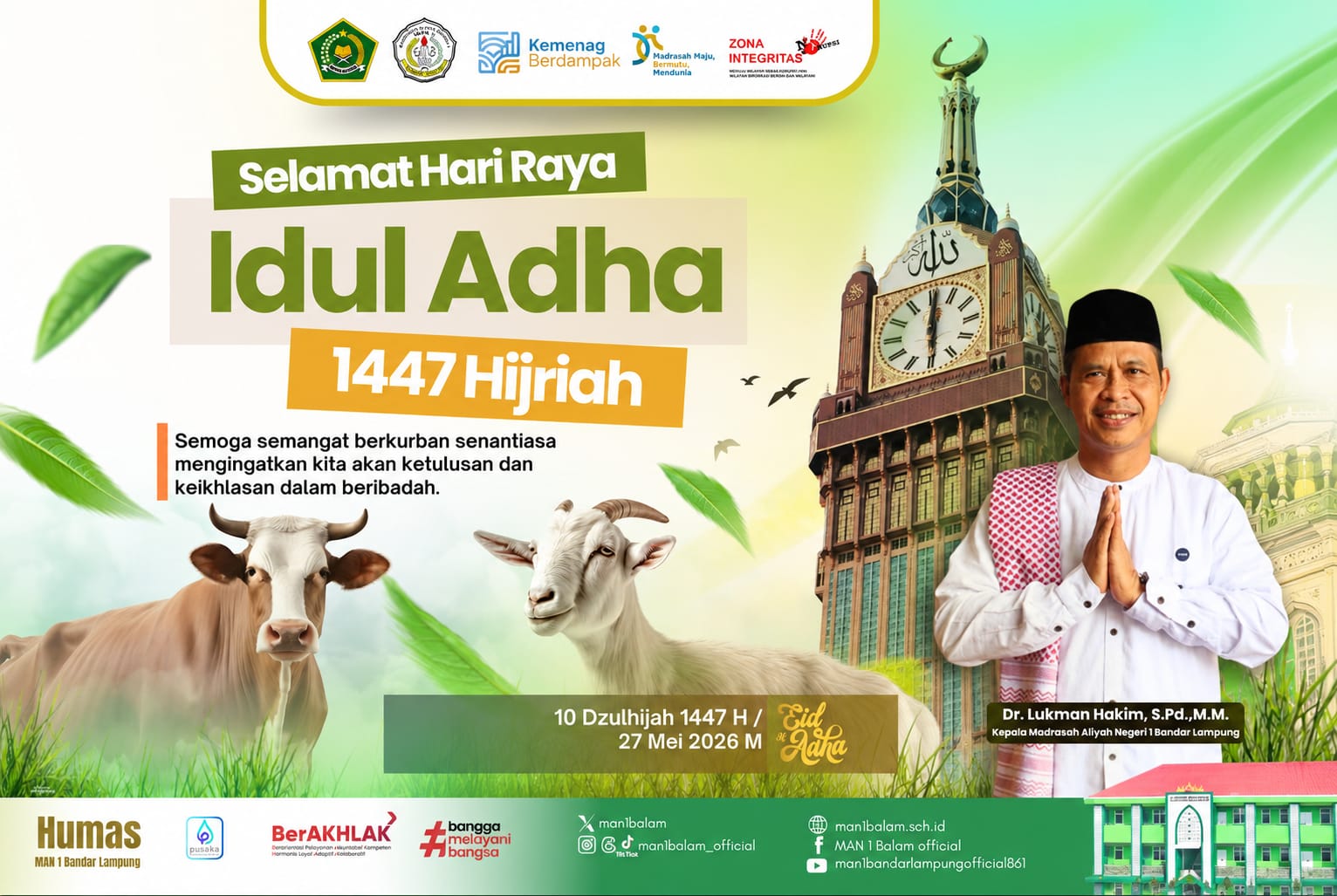 Pelaksanaan Salat Idul Adha 1447 H Di Masjid Muhsinin Al Jami’ MAN 1 Bandar Lampung
