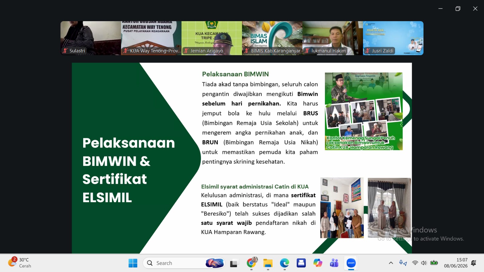 Kemenag Pesawaran Ikuti Temu Praktik Baik Pendampingan Catin Melalui Aplikasi ELSIMIL