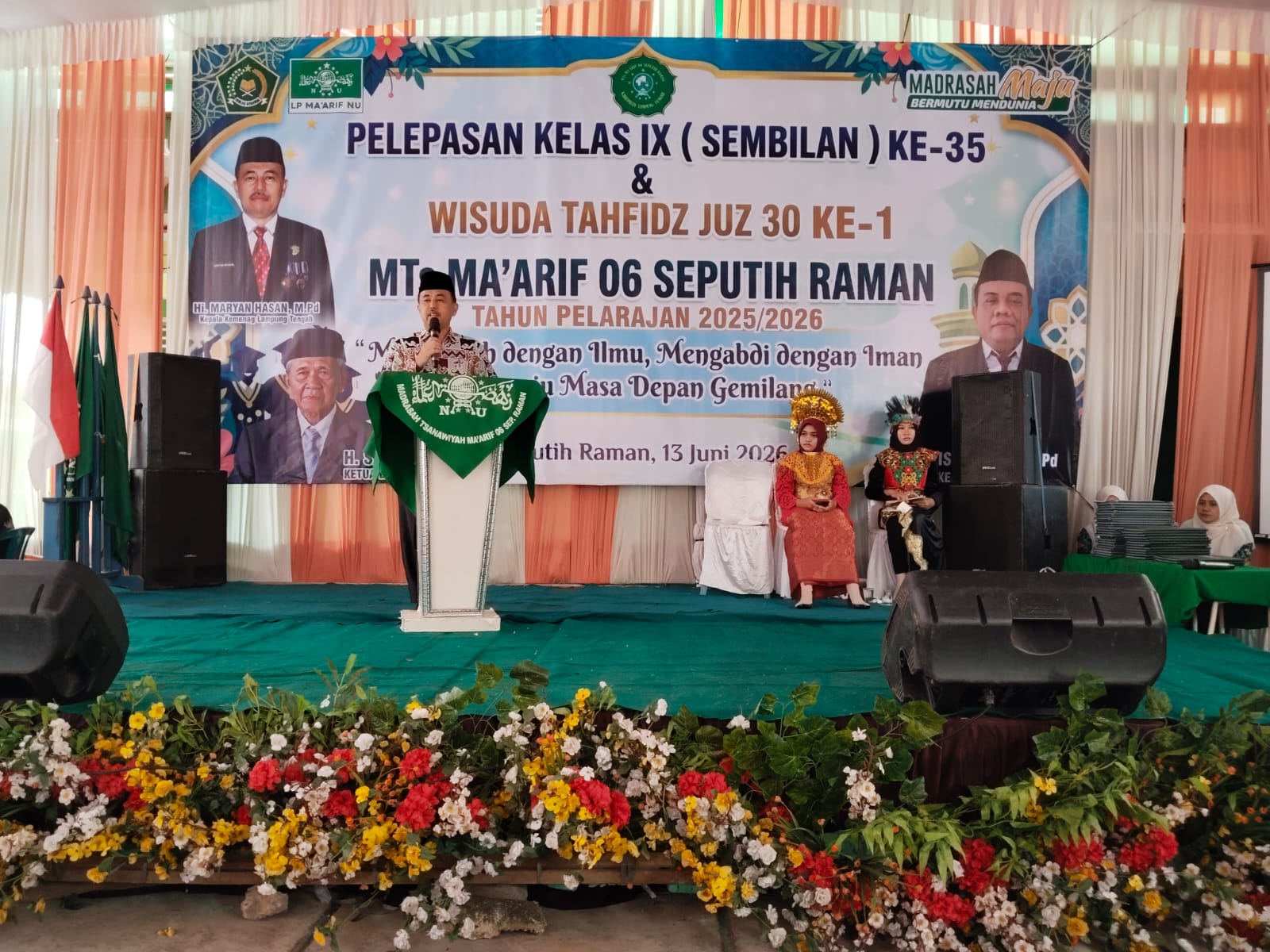 Kepala Kemenag Lampung Tengah Hadiri Pelepasan Siswa MTs Ma’arif 06, Tahfidz Jadi Pilar Pendidikan