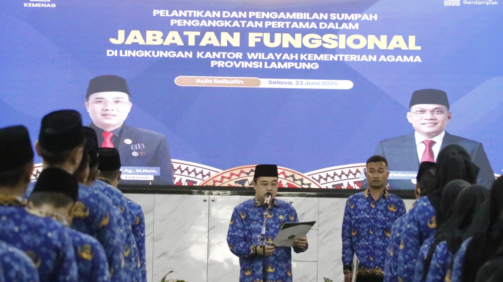 Lima Pegawai Kemenag Kota Metro Dilantik Dalam Pengangkatan Pertama Jabatan Fungsional Di Kanwil Kemenag Lampung