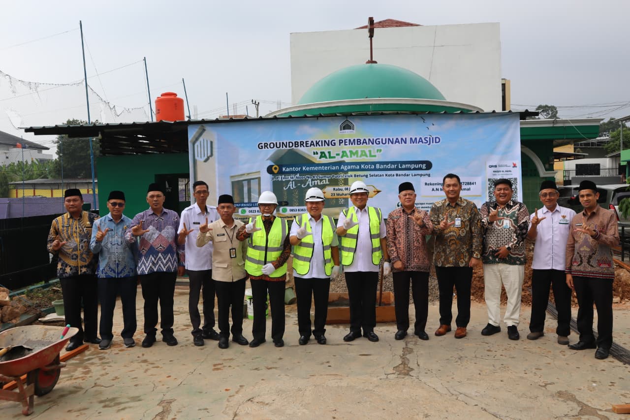 Groundbreaking Masjid Al-Amal, Kemenag Lampung Dukung Jadi Pusat Ibadah Dan Pembinaan Umat