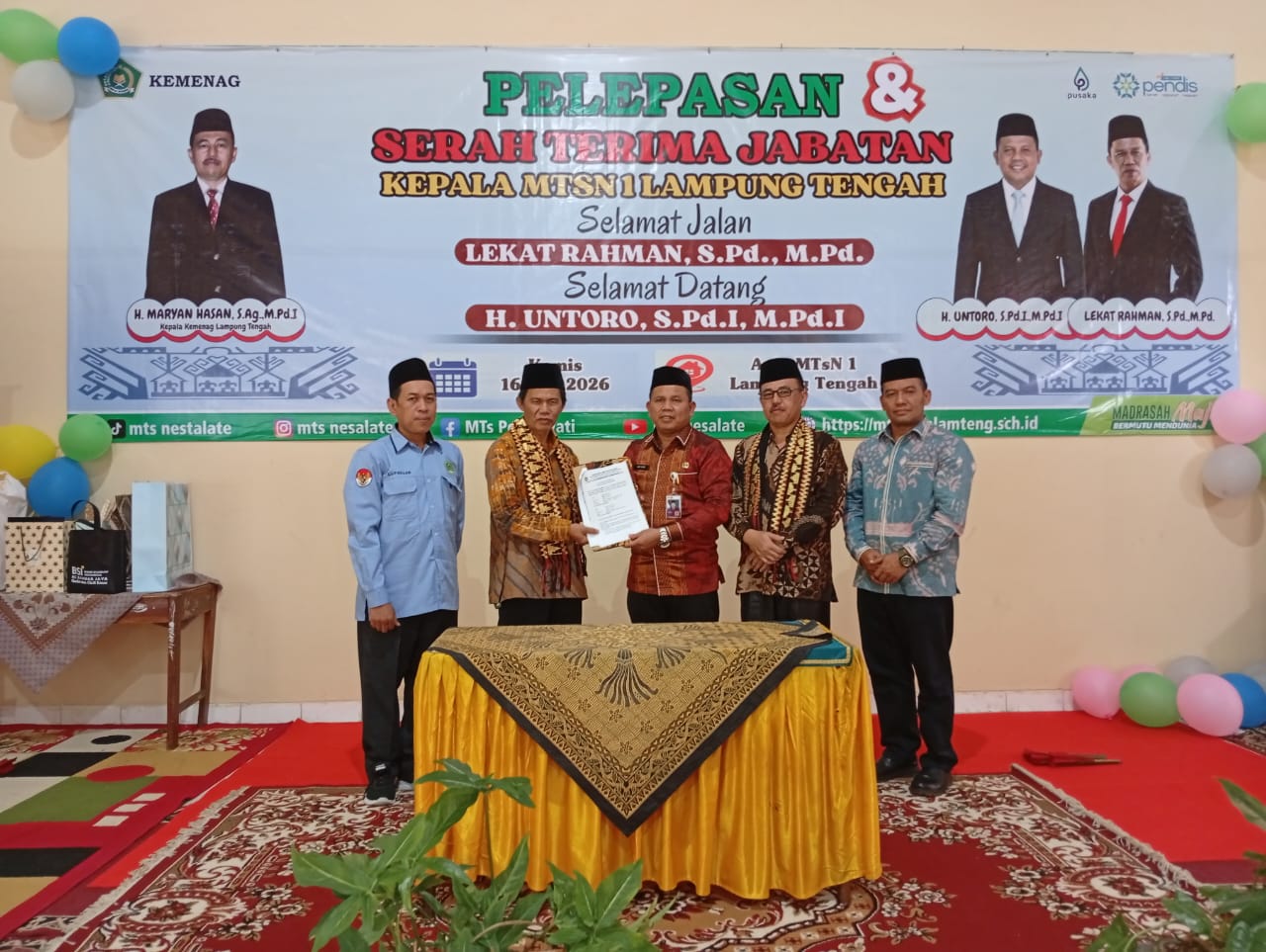 Regenerasi Kepemimpinan MTsN 1 Lampung Tengah, Kepala Kemenag Tekankan Inovasi Dan Kolaborasi