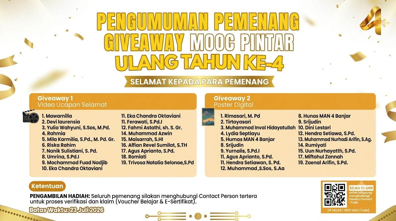 Inovatif Dan Kreatif, Guru MAN 1 Bandar Lampung Raih Juara Giveaway MOOC PINTAR Ke-4 Kemenag
