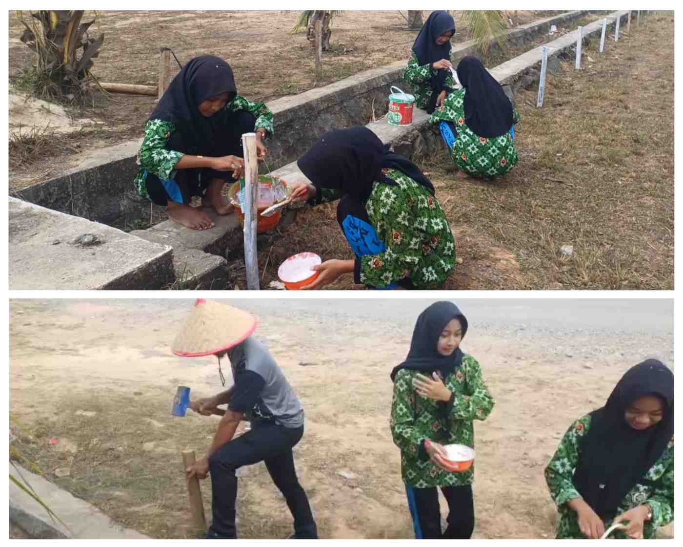Aksi Sederhana MTsN 2 Mesuji, Warnai Patok Jalan Dan Percantik Lingkungan Jelang Hut RI Ke-81