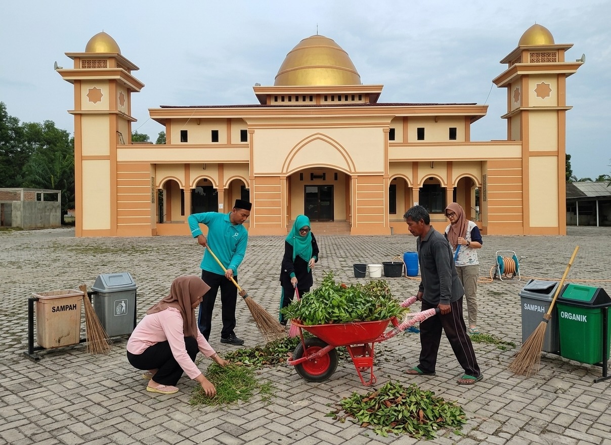 Kemenag Tubaba dan KUA se-Tubaba Ikuti Gerakan Bersih-Bersih Masjid 'Geber Mas'
