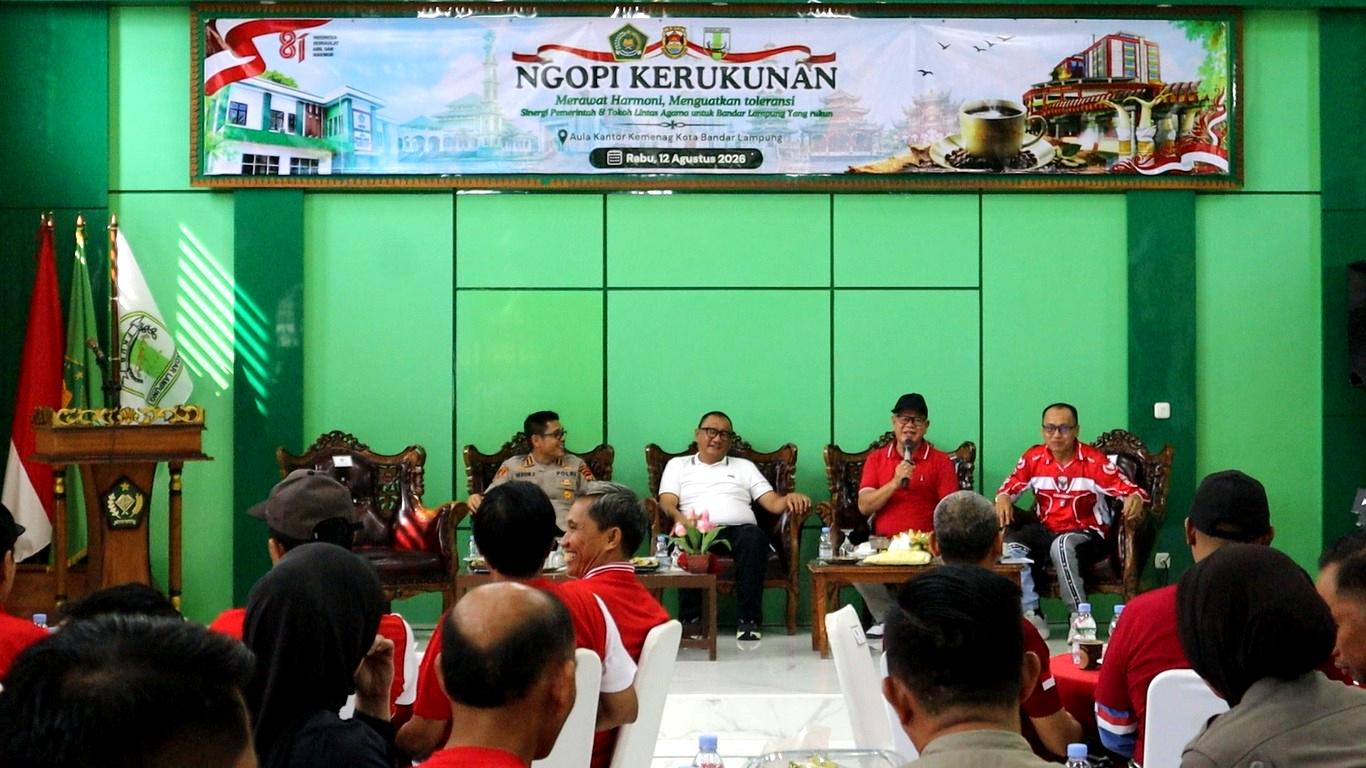 Ngopi Kerukunan Satukan Pemerintah, Tokoh Agama dan Media Jaga Harmoni Bandar Lampung