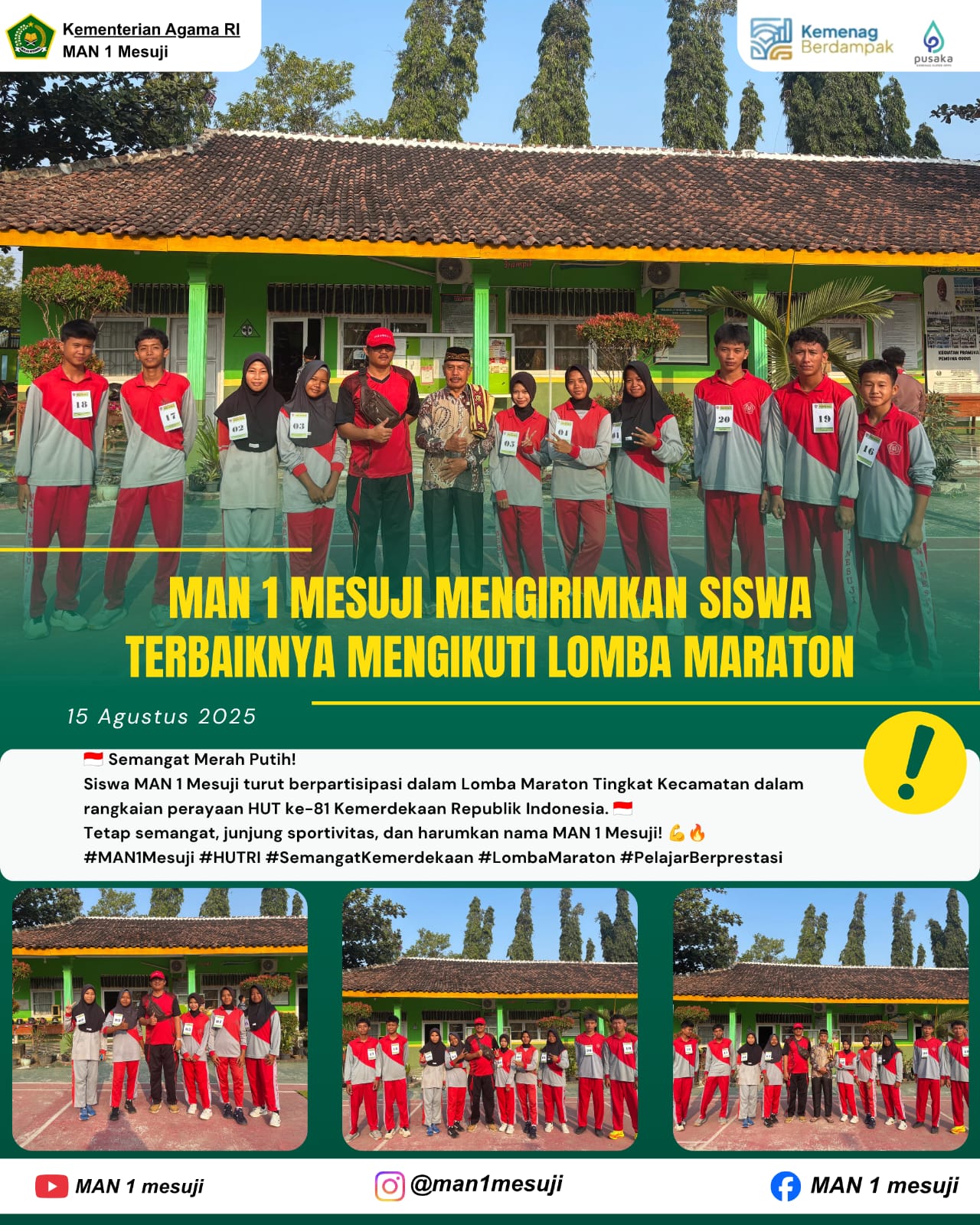 Sambut HUT RI ke-81, MAN 1 Mesuji Kirimkan Siswa Terbaik dalam Lomba Maraton