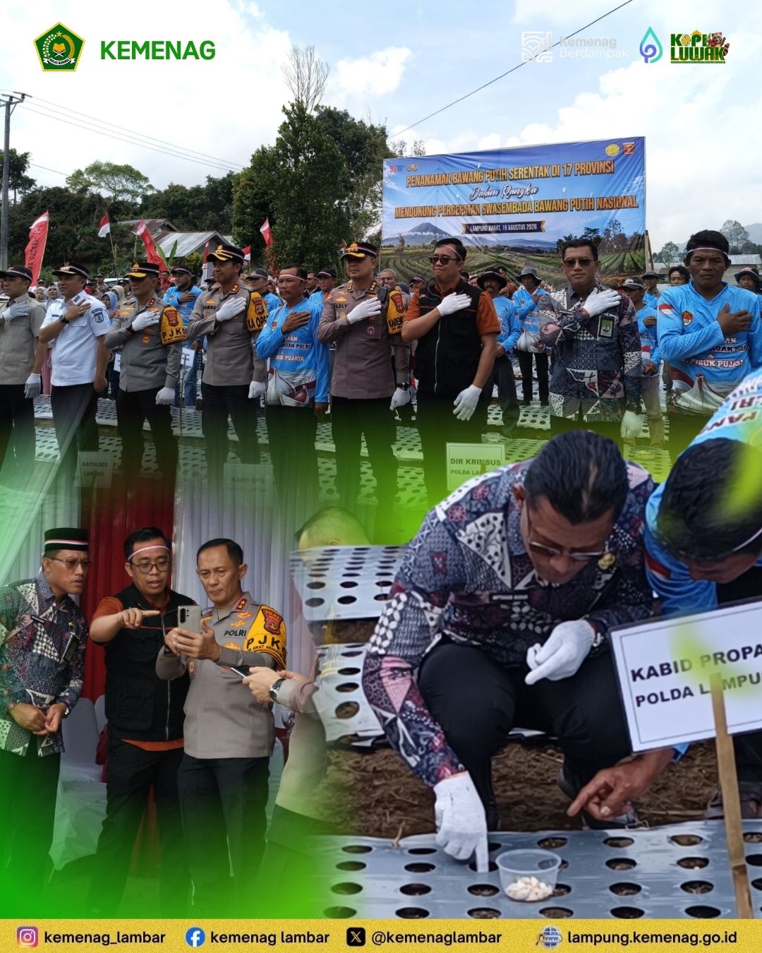 Dukung Swasembada Pangan Nasional, Kakankemenag Lambar Hadiri Gerakan Tanam Bawang Putih Serentak