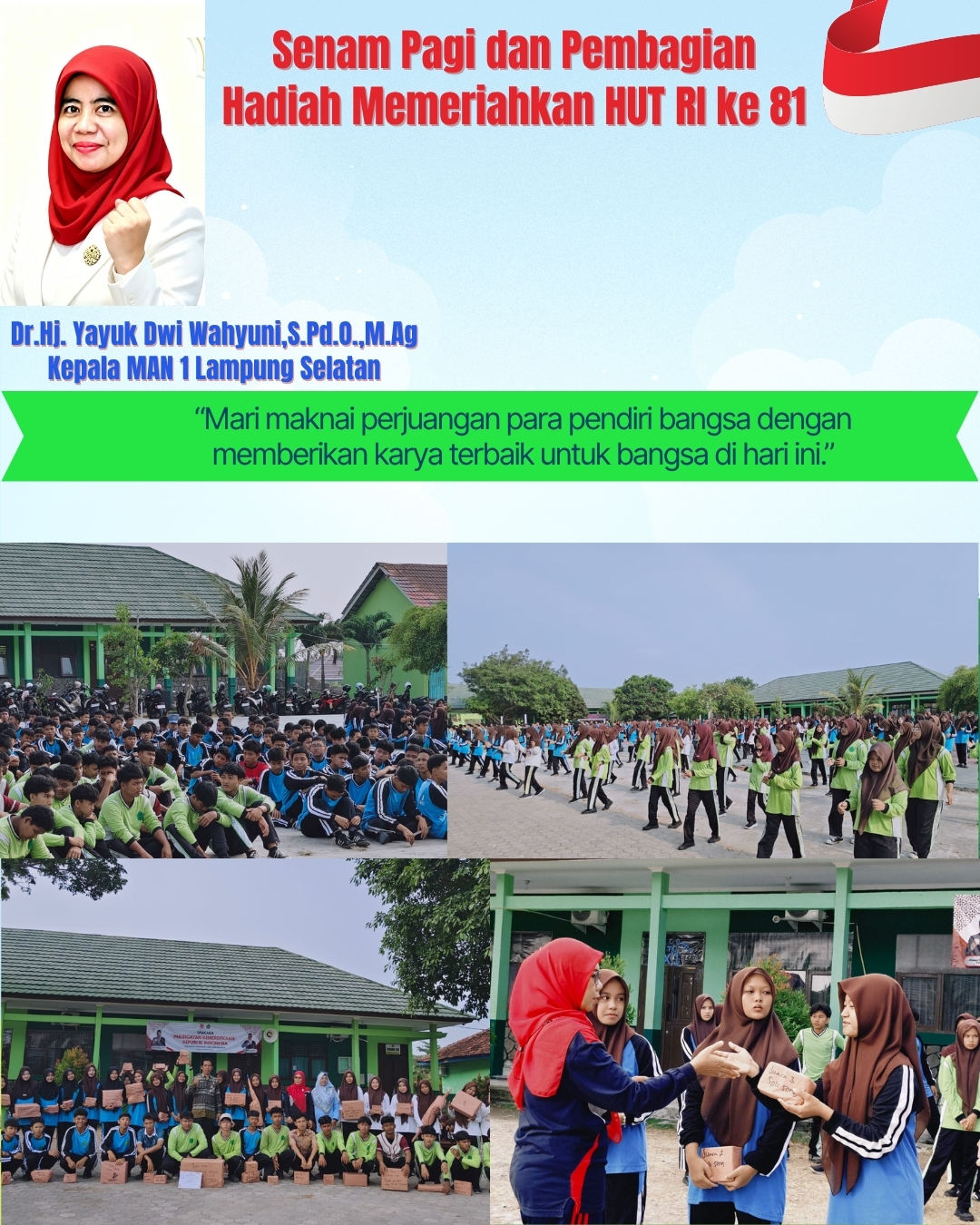 Sehat, Kompak, dan Meriah! Kecerian Senam Bersama dan Pesta Hadiah Mewarnai Puncak Semarak HUT ke-81 RI di MAN 1 Lamsel