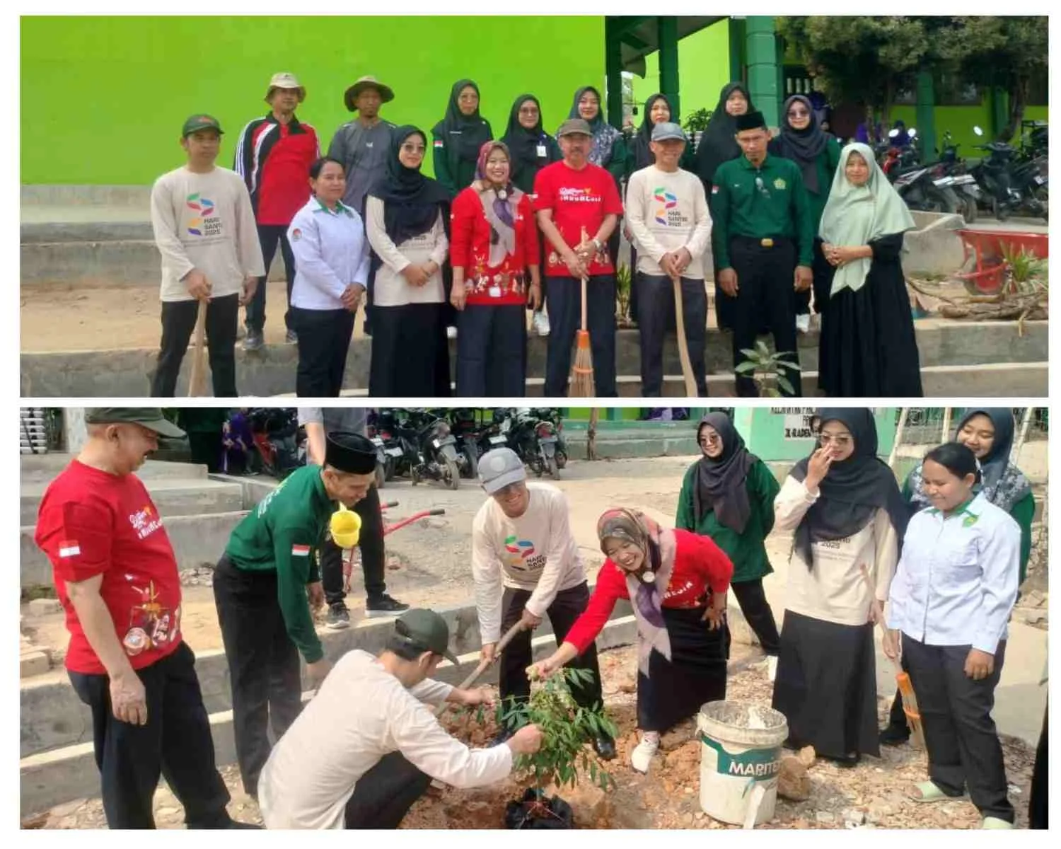 Peringati Hari Santri, MTsN 2 Mesuji Gelar Kegiatan Ekoteologi melalui Penanaman Pohon dan Aksi Bersih Lingkungan