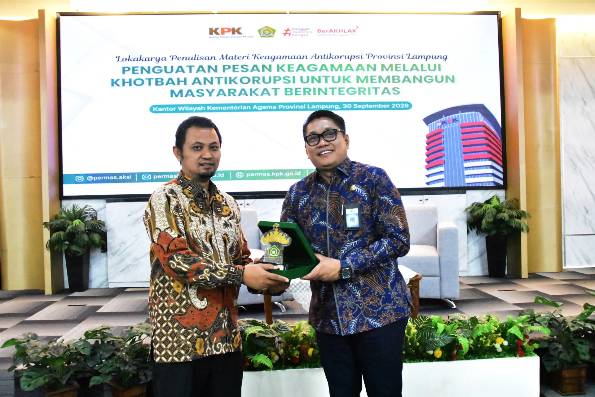 KPK dan Kemenag Lampung Perkuat Pesan Antikorupsi melalui Lokakarya Penulisan Materi Keagamaan