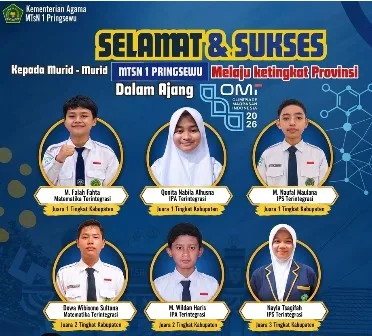 Enam Murid MTs Negeri 1 Pringsewu Lolos OMI 2026 Tingkat Provinsi