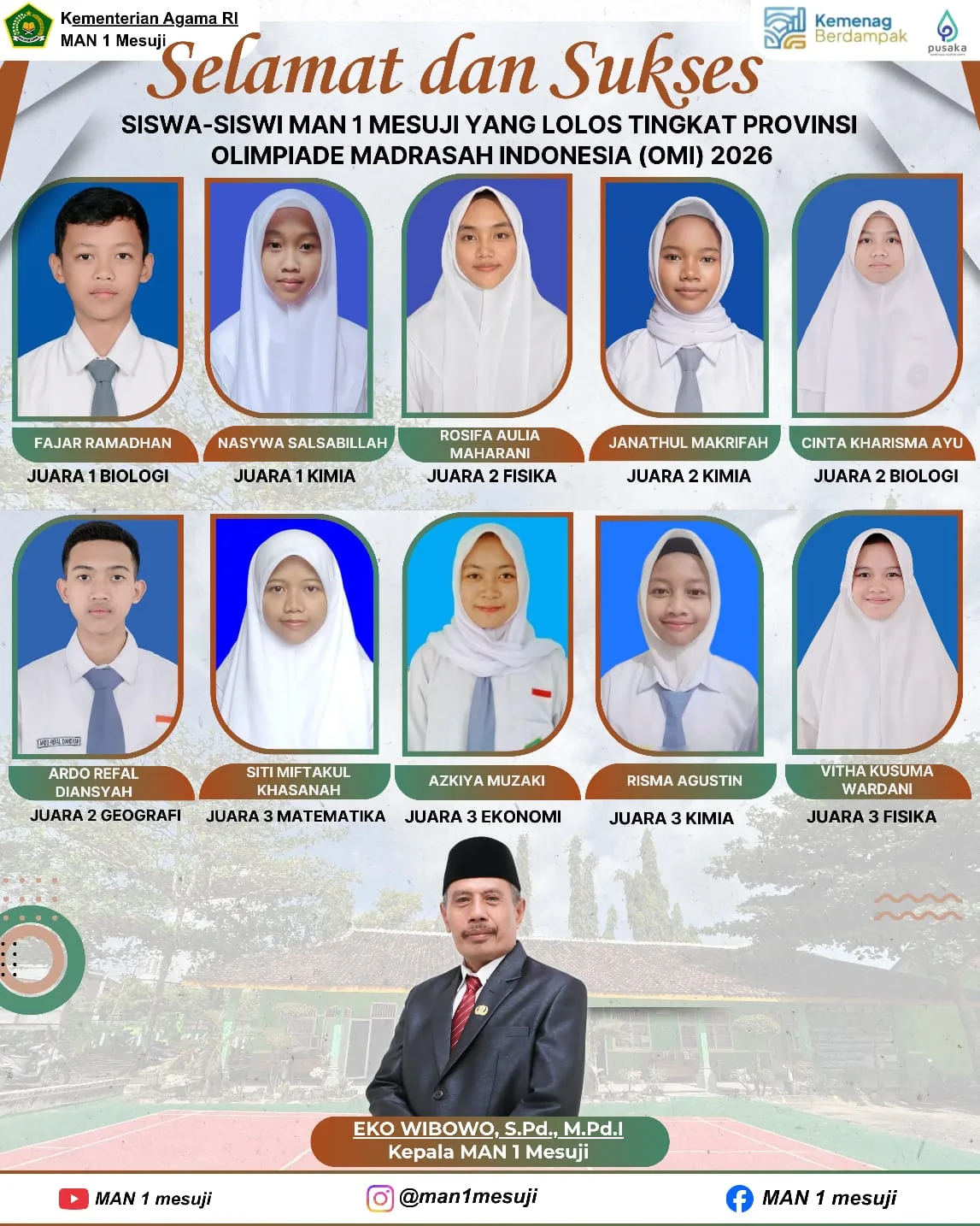 Tampil Dominan dan Gemilang, 10 Siswa MAN 1 Mesuji Borong Juara OMI Tingkat Kabupaten