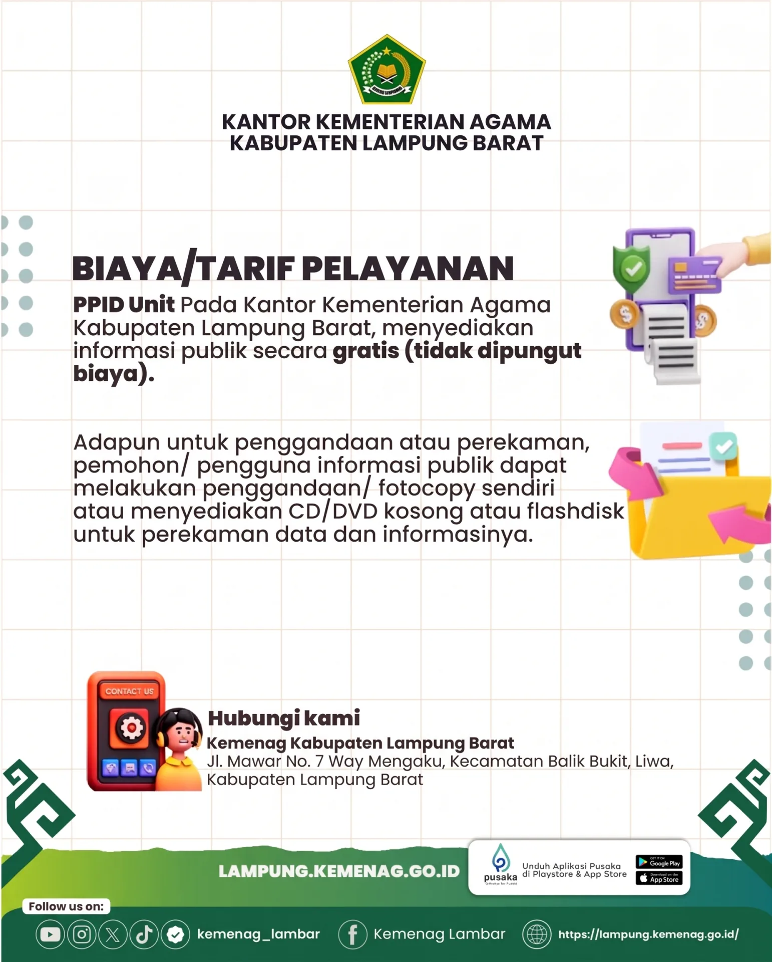 Infografis Tata Cara Biaya Tarif Layanan PPID